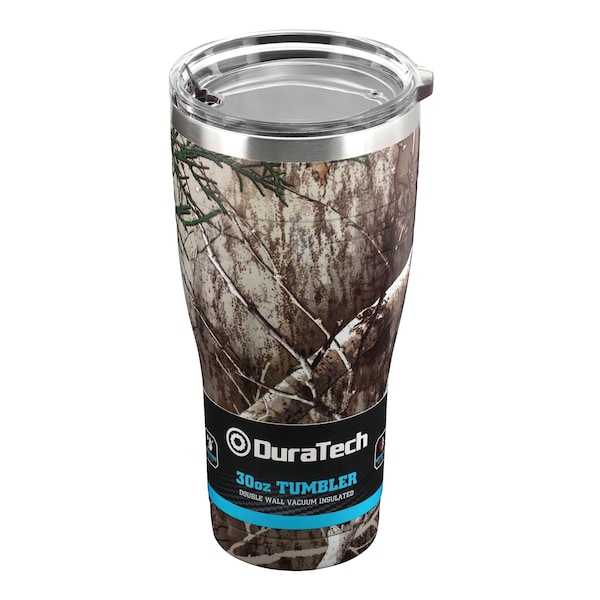 Prime-Line Tumbler, 18/8 Stainless Steel Construction, Holds 30 oz./887 ml., Camo with Clear Plastic Lid DT65303 - main